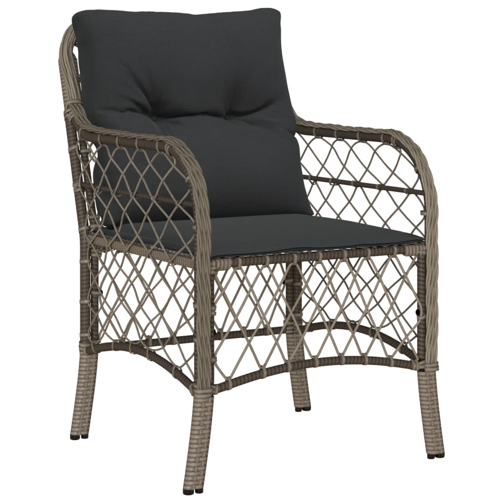 5 Pcs conjunto de jantar p/ jardim c/ almofadões vime PE cinza