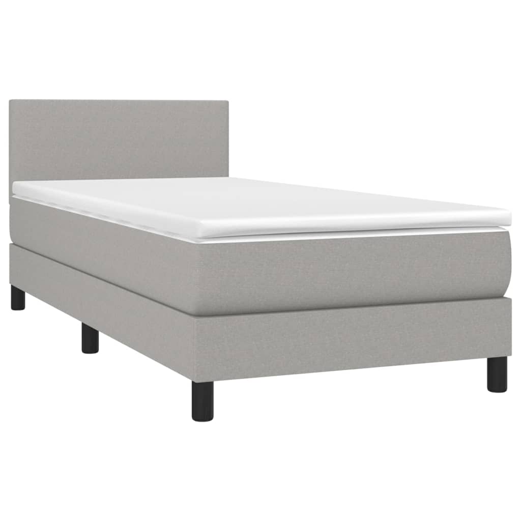 Cama com molas/colchão 100x200 cm tecido cinzento-claro