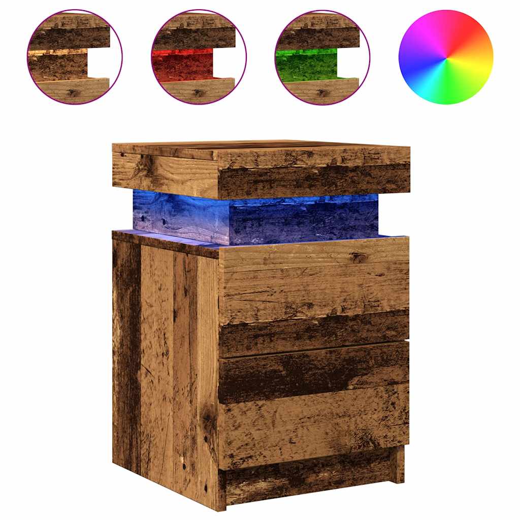 Mesa de cabeceira c/ LED derivados de madeira madeira velha