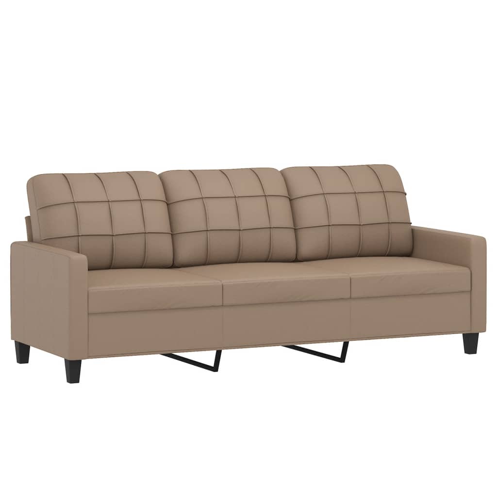 2 Pcs conjunto sofás c/ almofadas couro artificial cappuccino