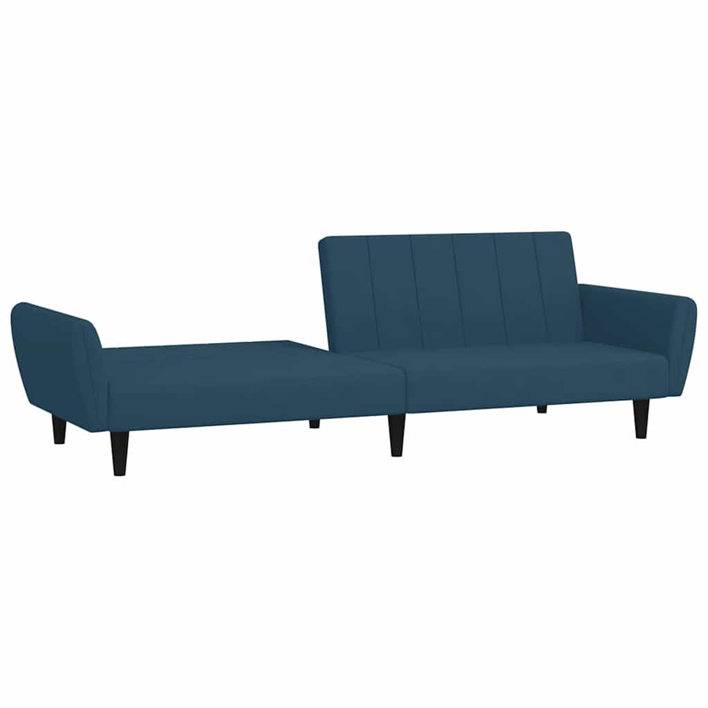 Sofá-cama de 2 lugares veludo azul