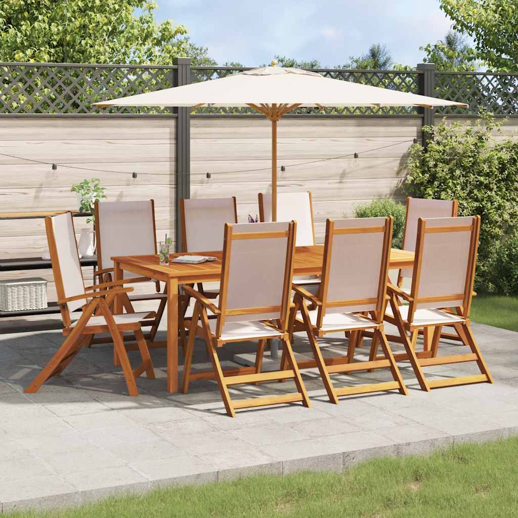 Cadeiras de jardim dobráveis 8 pcs acácia maciça e textilene