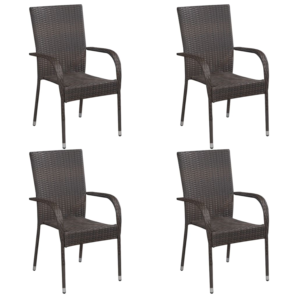 5 Pcs conjunto de jantar para jardim castanho