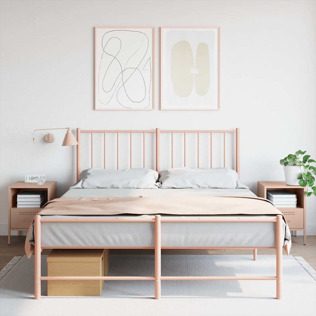 Mesas de cabeceira 2 pcs 36x39x50,5 cm aço rosa