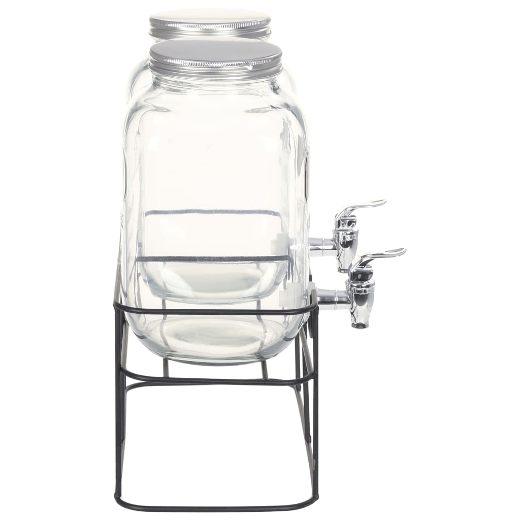 Dispensadores de bebidas 2 pcs com suporte 2 x 4 l vidro