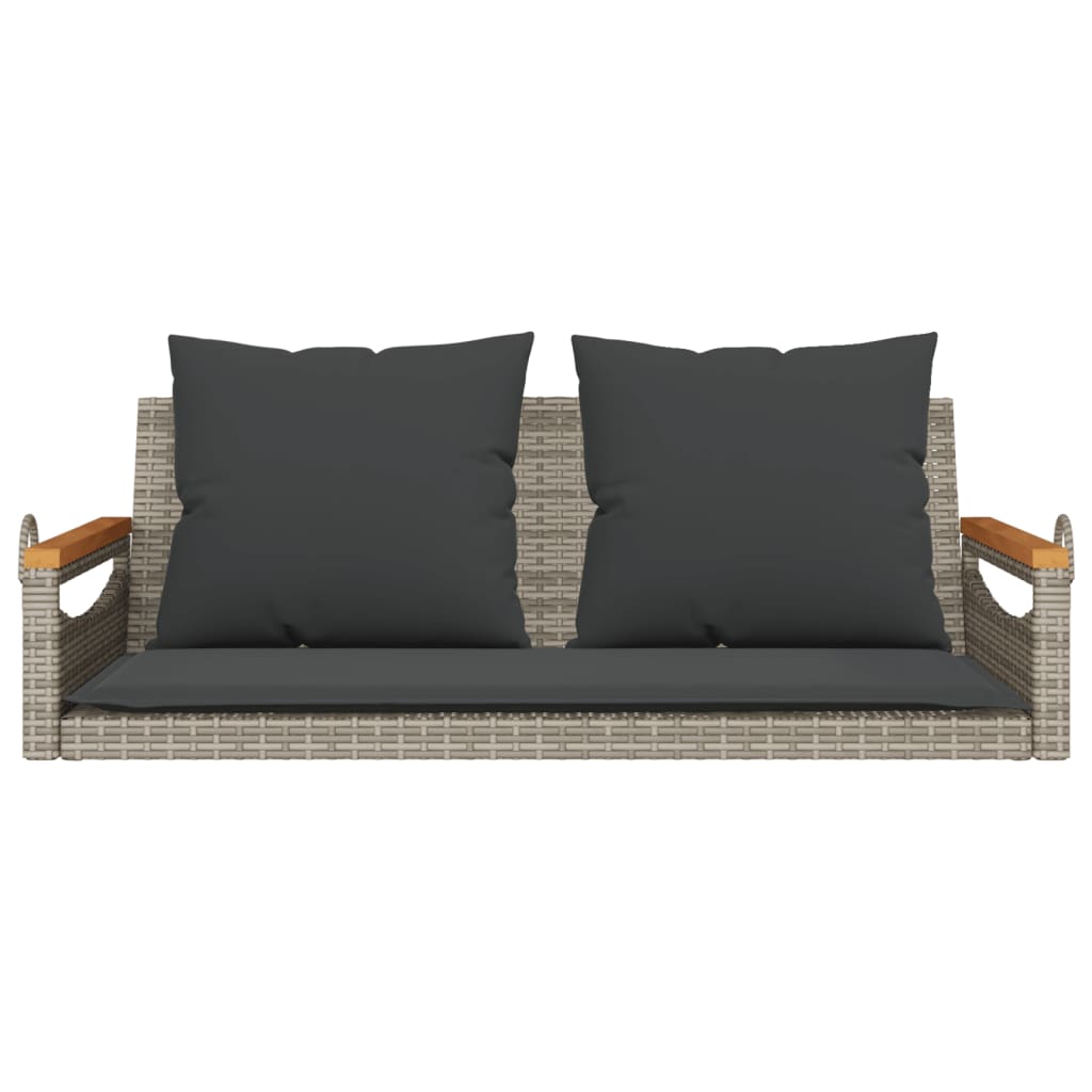 Banco baloiço com almofadões 109x62x40 cm vime PE cinzento