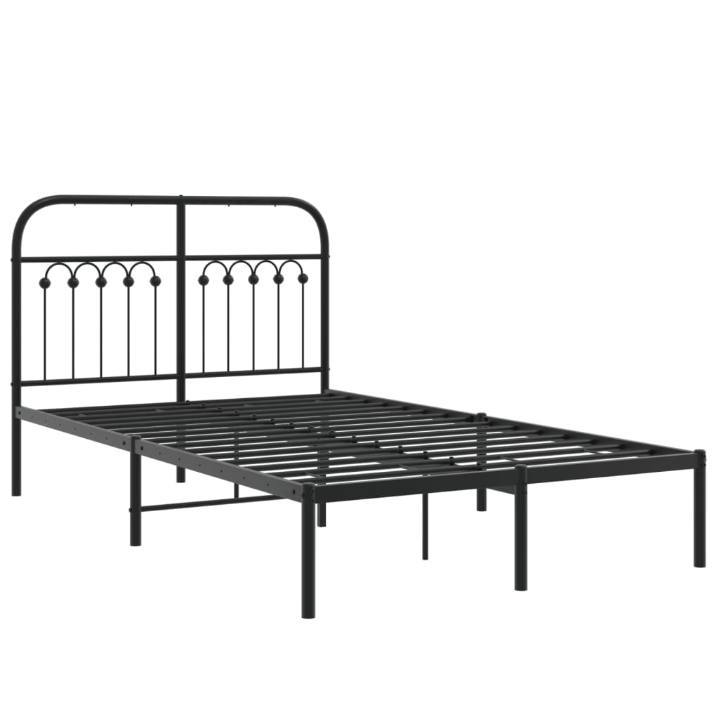 Estrutura de cama com cabeceira 120x190 cm metal preto