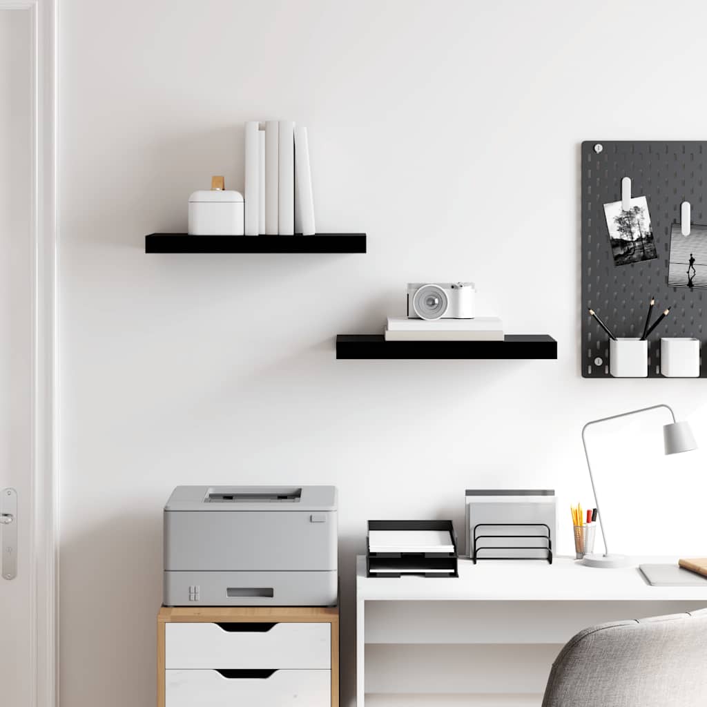 Prateleiras de parede suspensas 2 pcs 50x23,5x3,8cm MDF preto