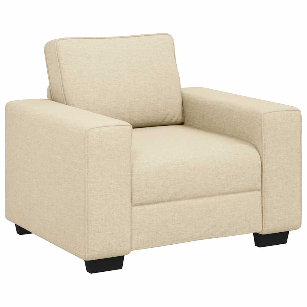 Conjunto de sofá de 3 peças com almofadas em tecido creme