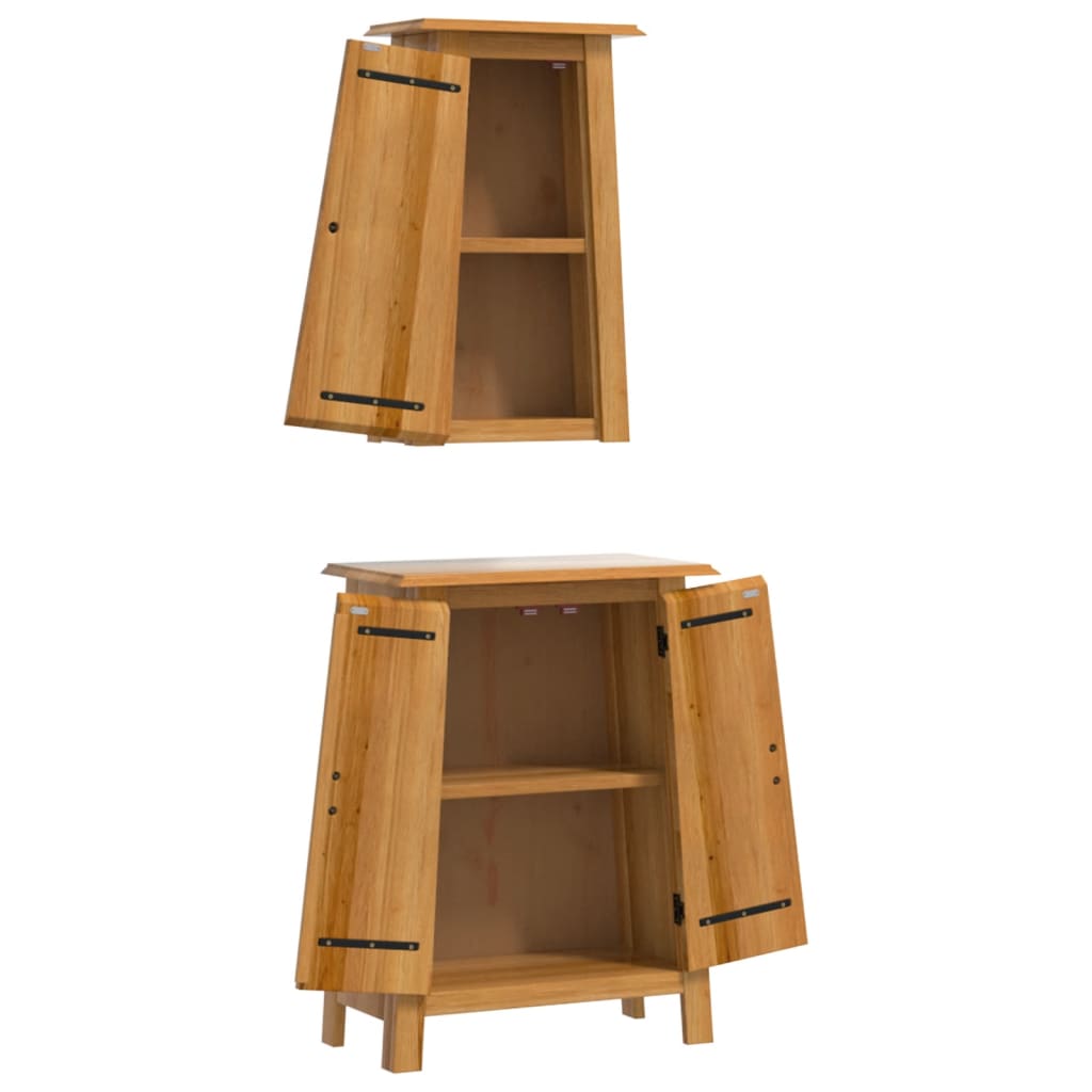 2 Pcs conjunto móveis p/ casa de banho madeira de pinho maciça