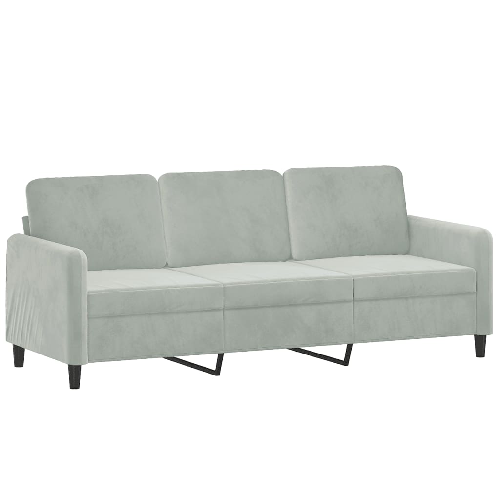 2 Pcs conjunto de sofás com almofadas veludo cinzento-claro