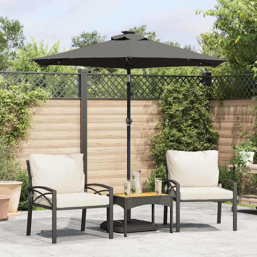 Guarda-sol jardim c/leds e poste de aço 225x225x212cm antracite
