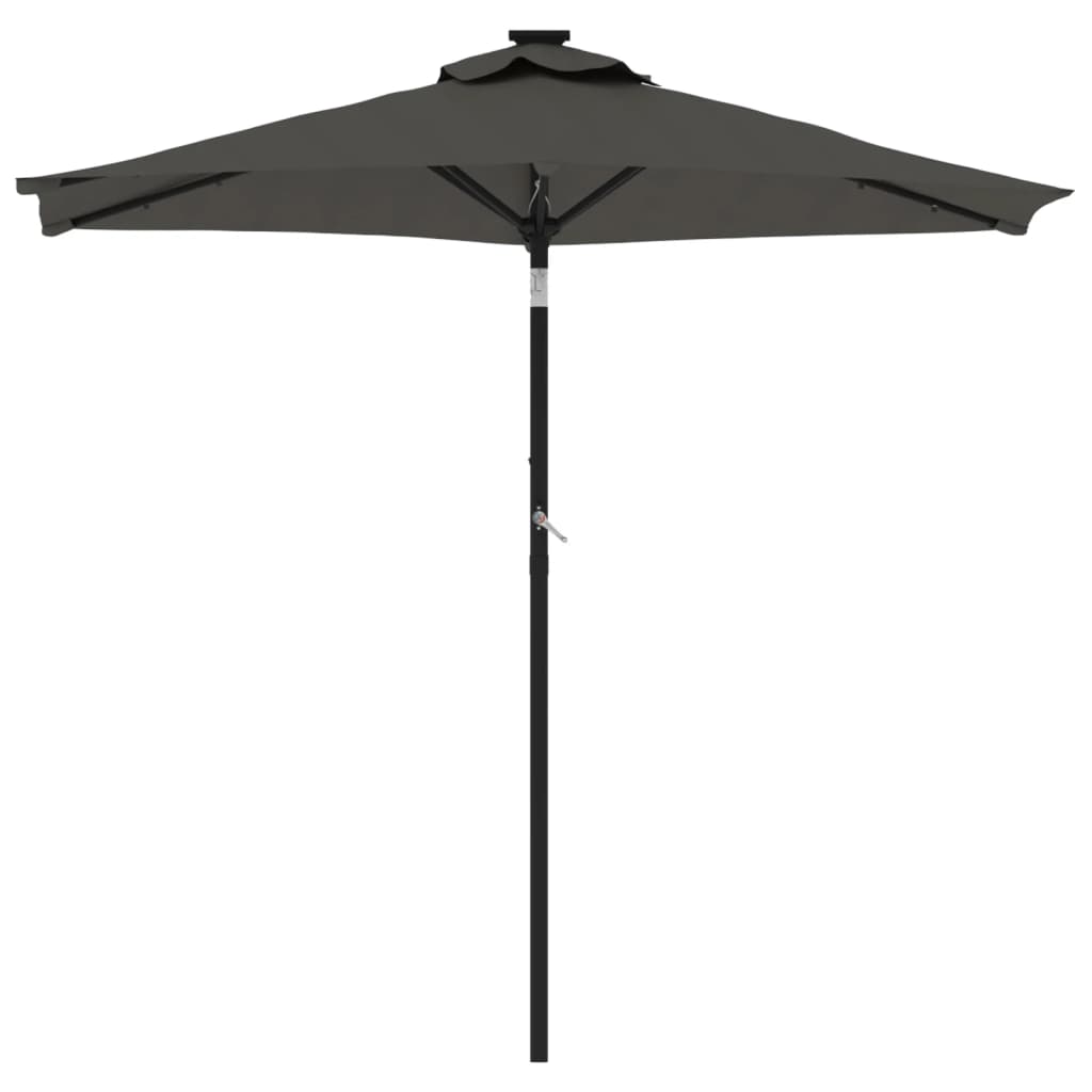Guarda-sol jardim c/leds e poste de aço 225x225x212cm antracite