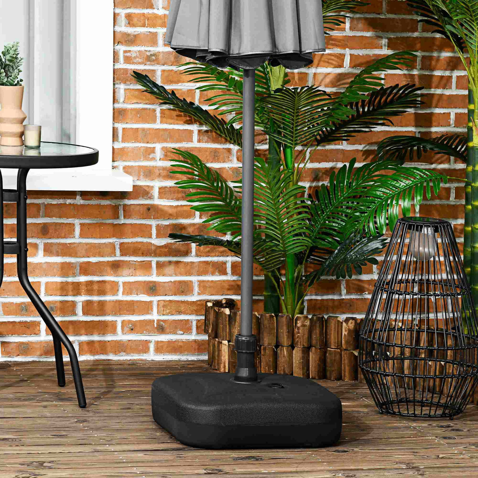 Base para chapéu de sol suporte para chapéu de sol recarregável com água ou areia HDPE 46x45x26cm preto