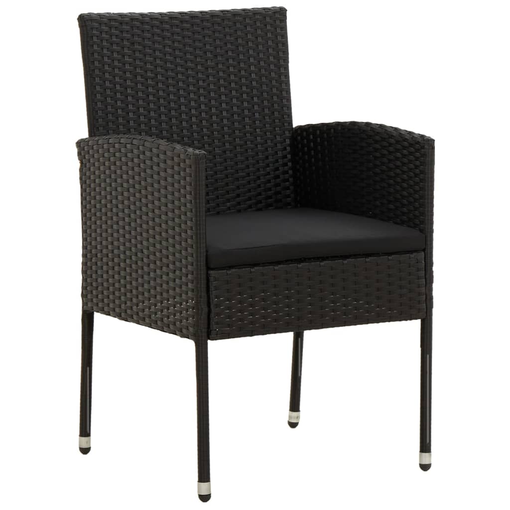 7 Pcs conjunto de jantar p/ exterior vime PE preto