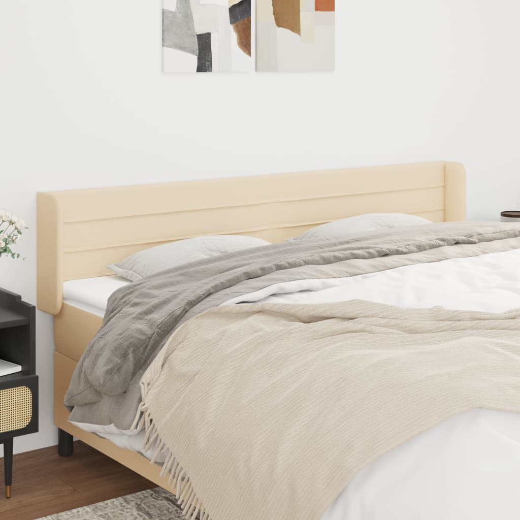 Cabeceira de cama c/ abas tecido 183x16x78/88 cm creme