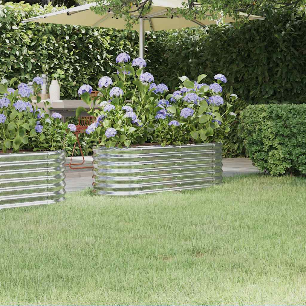 Canteiro elevado jardim 114x40x36cm aço galvanizado prateado