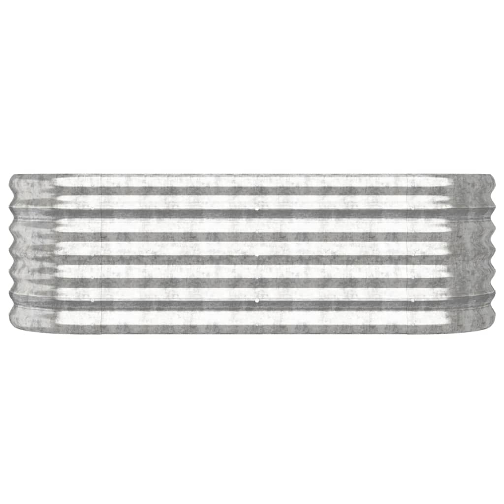 Canteiro elevado jardim 114x40x36cm aço galvanizado prateado