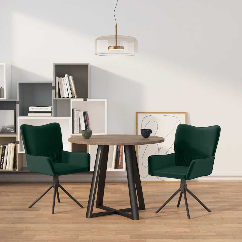Cadeiras de jantar giratorias 2 pcs veludo verde-escuro