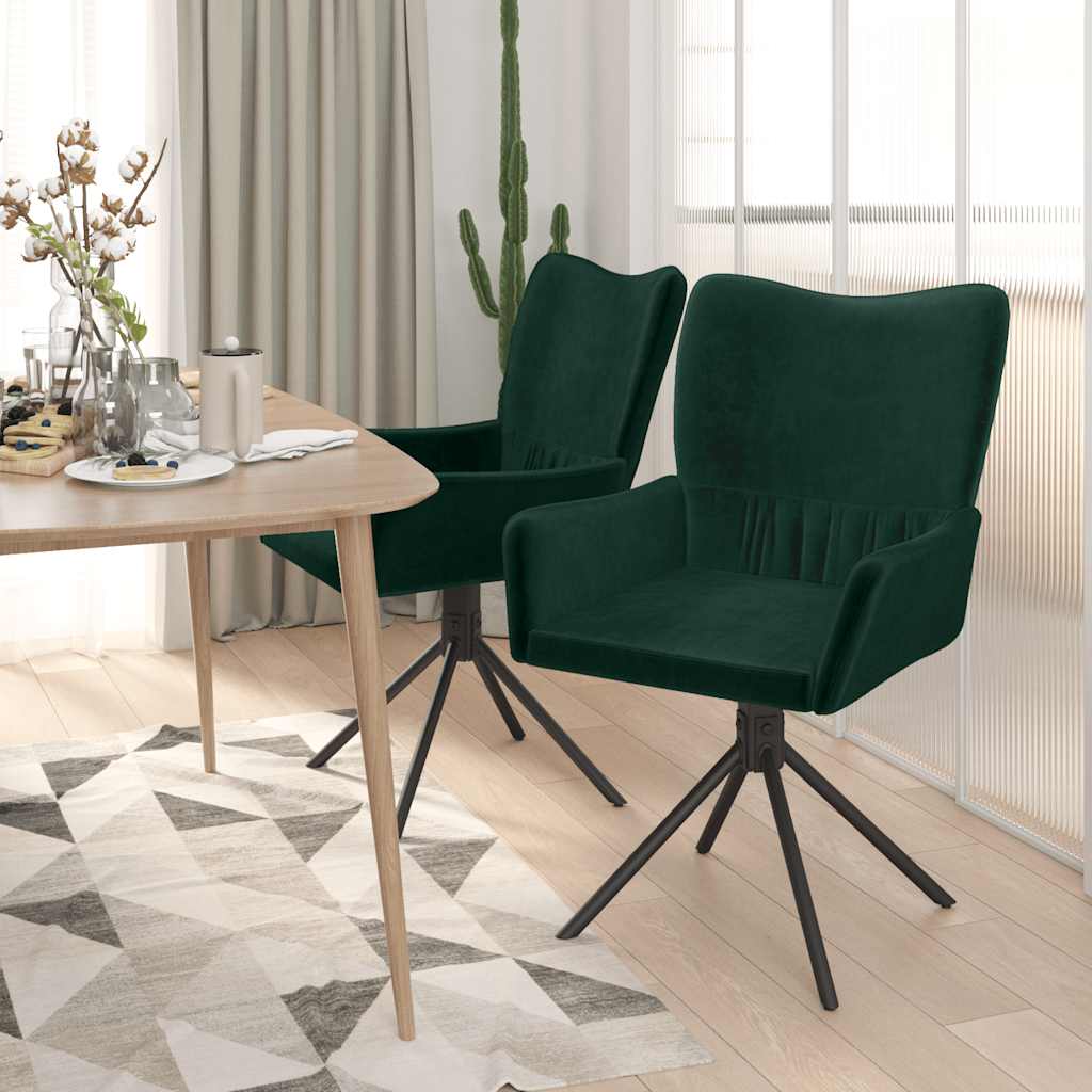 Cadeiras de jantar giratorias 2 pcs veludo verde-escuro