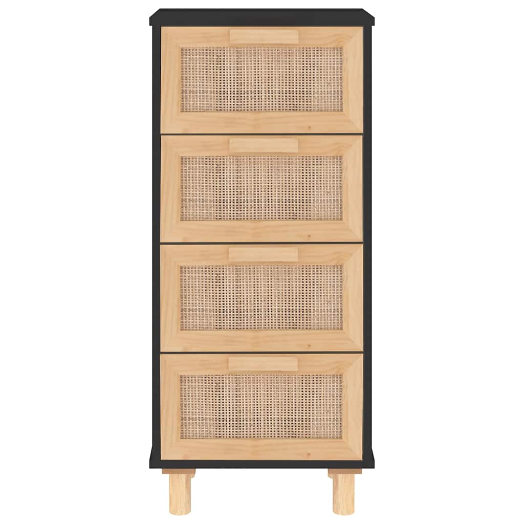 Aparador 40x30x90 cm pinho maciço/vime natural preto