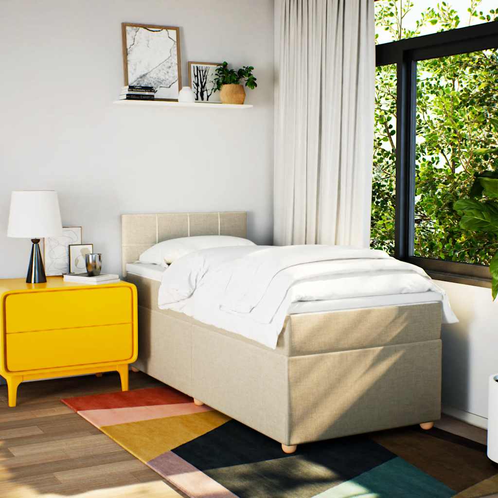 Cama com molas/colchão 80x200 cm tecido cor crème