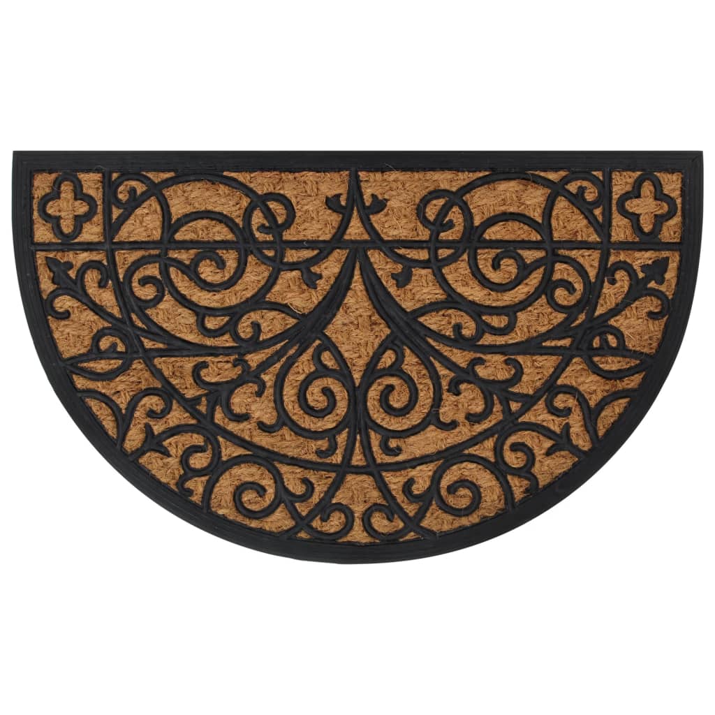 Tapete de porta semicircular 45x75 cm borracha e fibra de coco