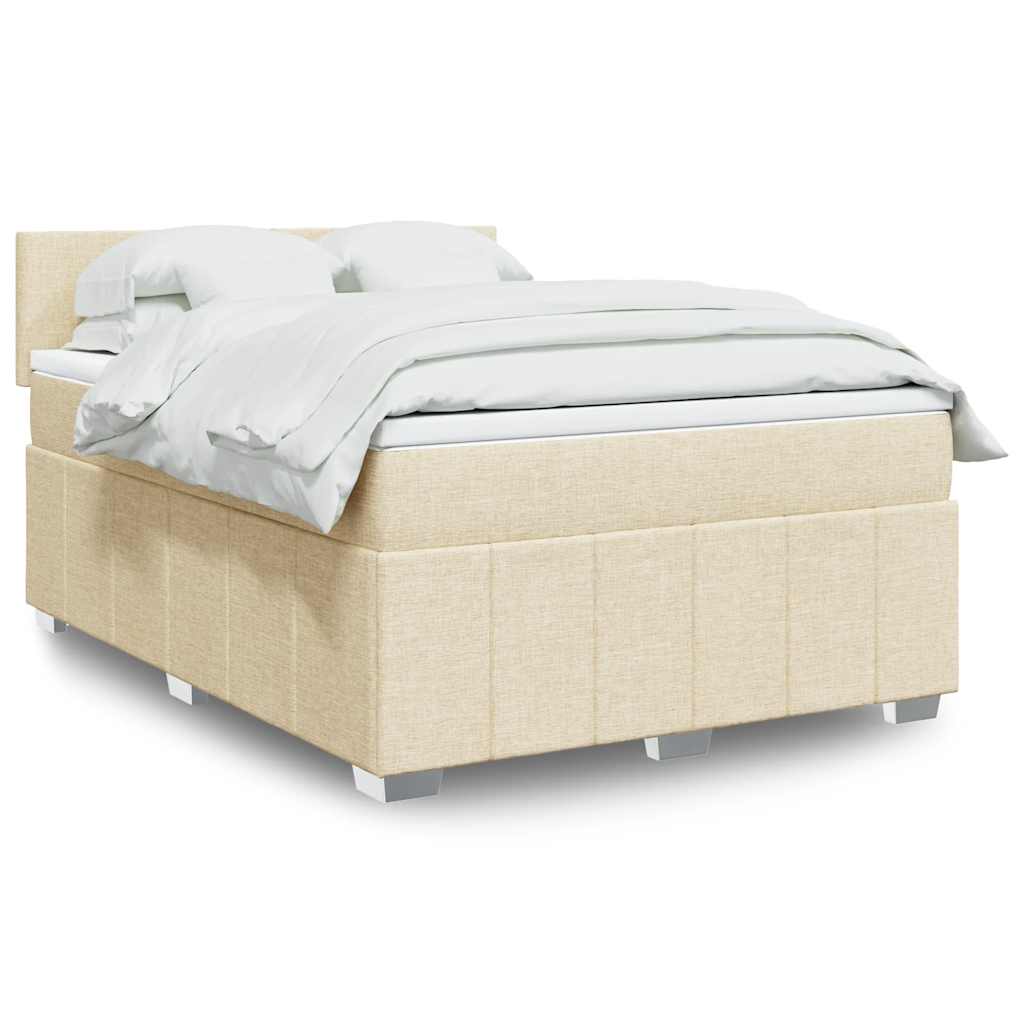 Cama com molas/colchão 140x190 cm tecido cor creme