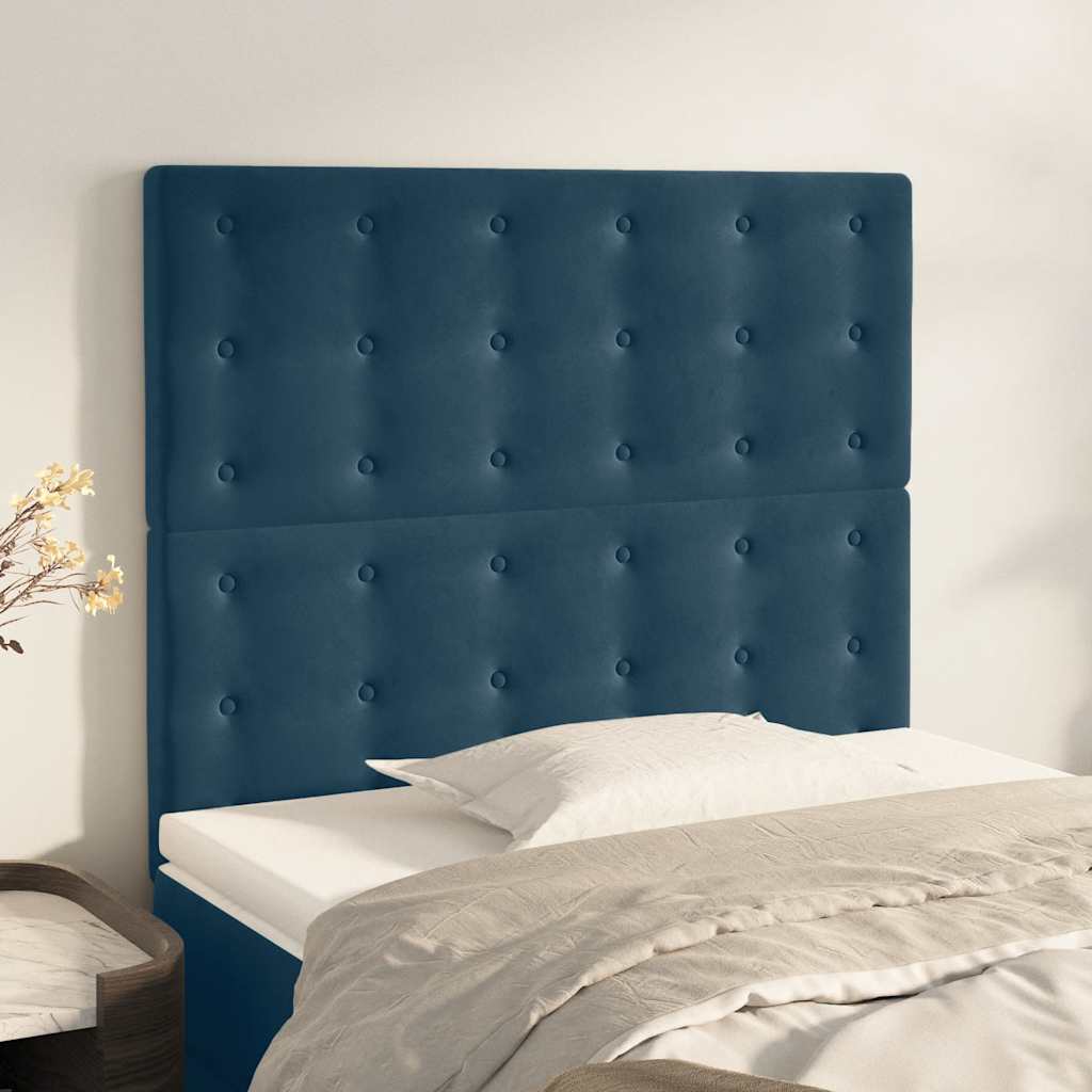 Cabeceira azul escuro 100x5x118/128 cm veludo