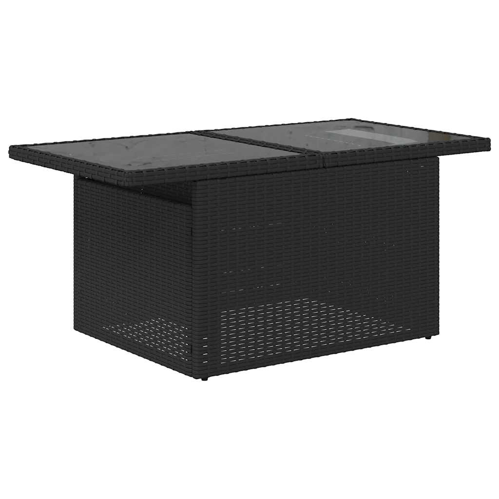 7 Pcs conjunto sofás jardim c/ almofadões vime PE/acácia preto