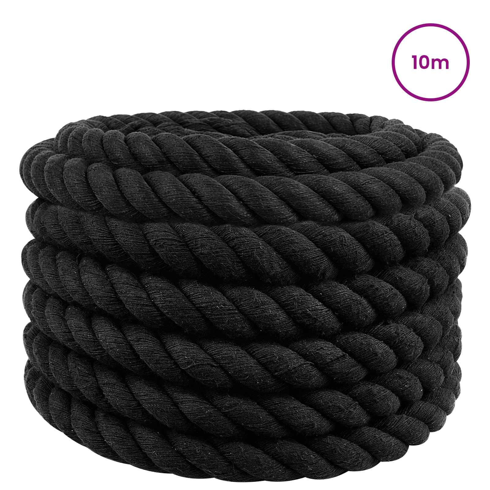 Corda de algodão 60 mm 10 m preto 100% algodão