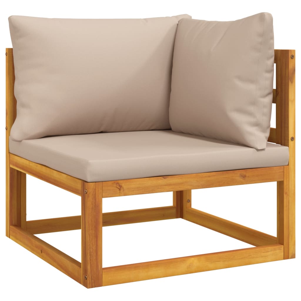 5Pcs conj. lounge jardim madeira c/almofadões cinza-acastanhado