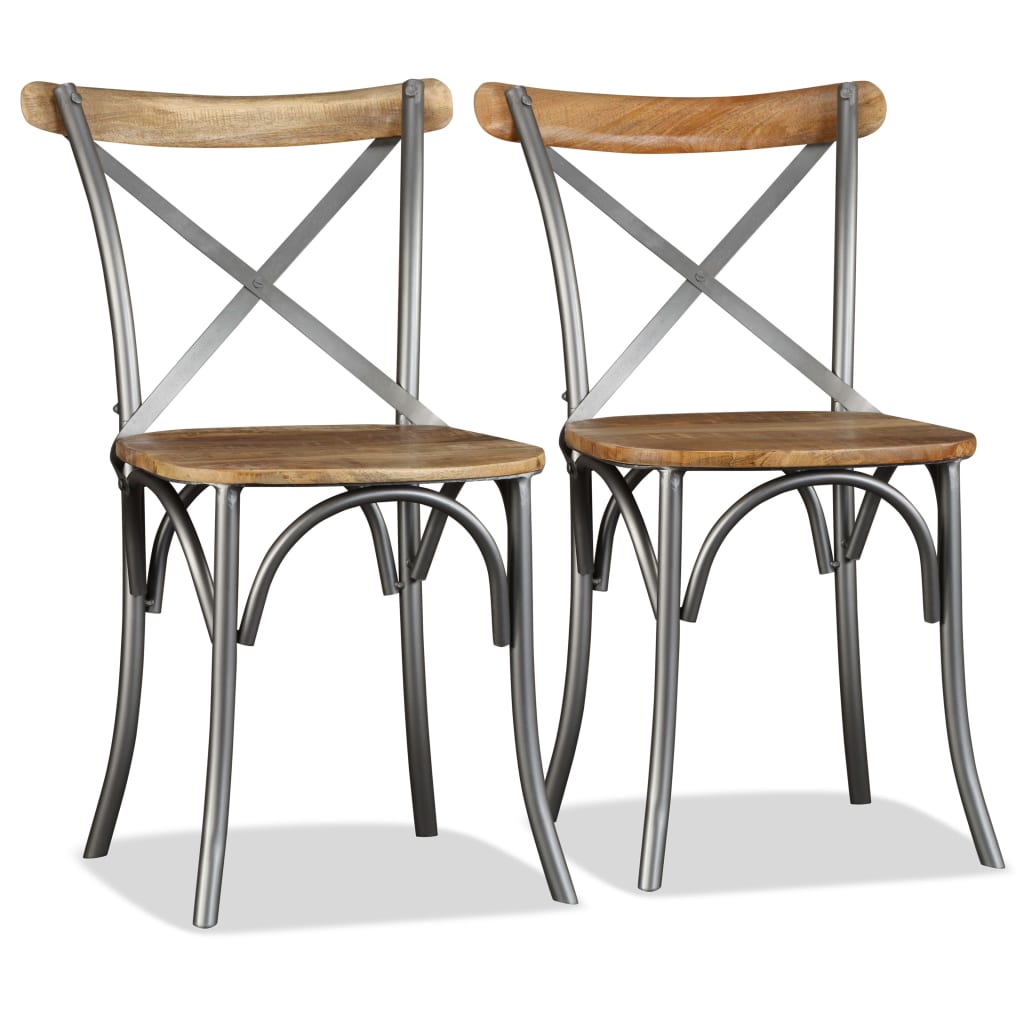 Cadeiras de jantar 2 pcs madeira de mangueira maciça