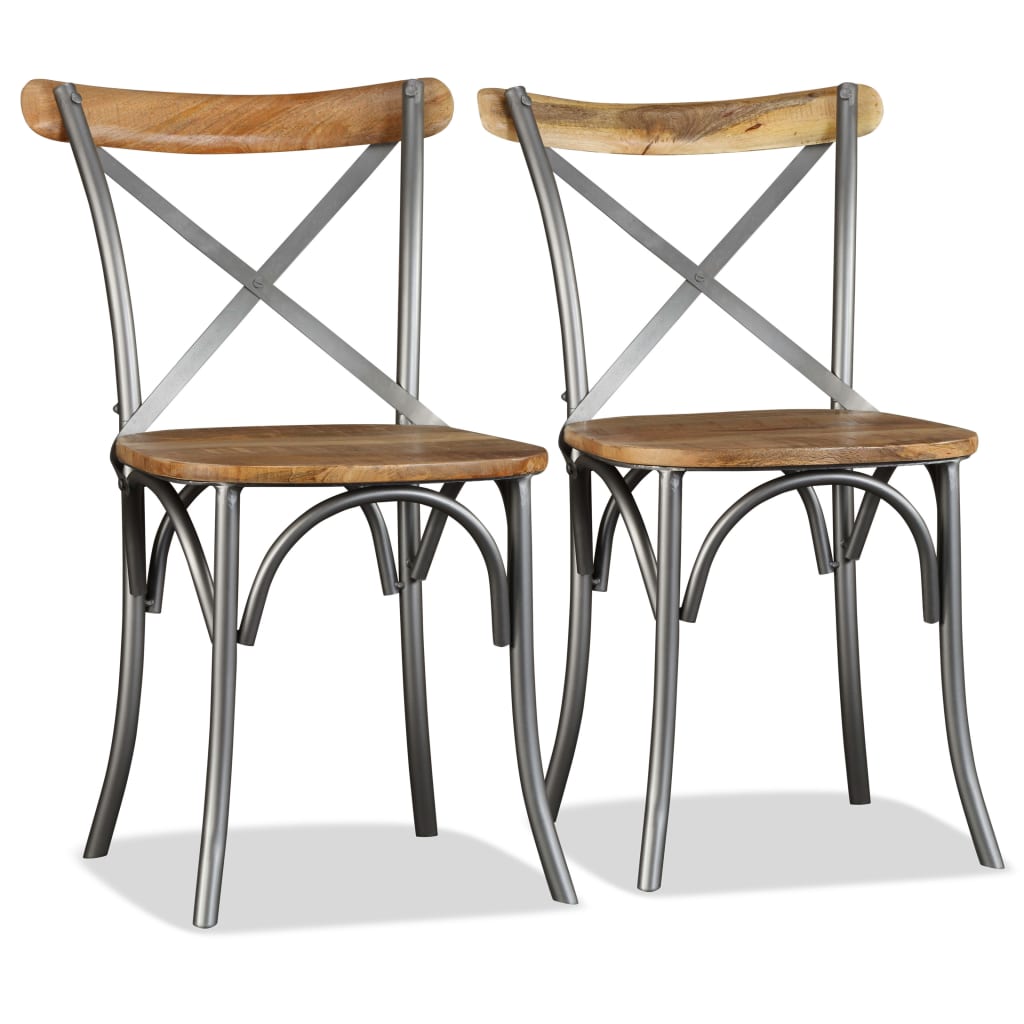 Cadeiras de jantar 2 pcs madeira de mangueira maciça