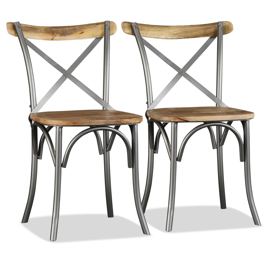 Cadeiras de jantar 2 pcs madeira de mangueira maciça