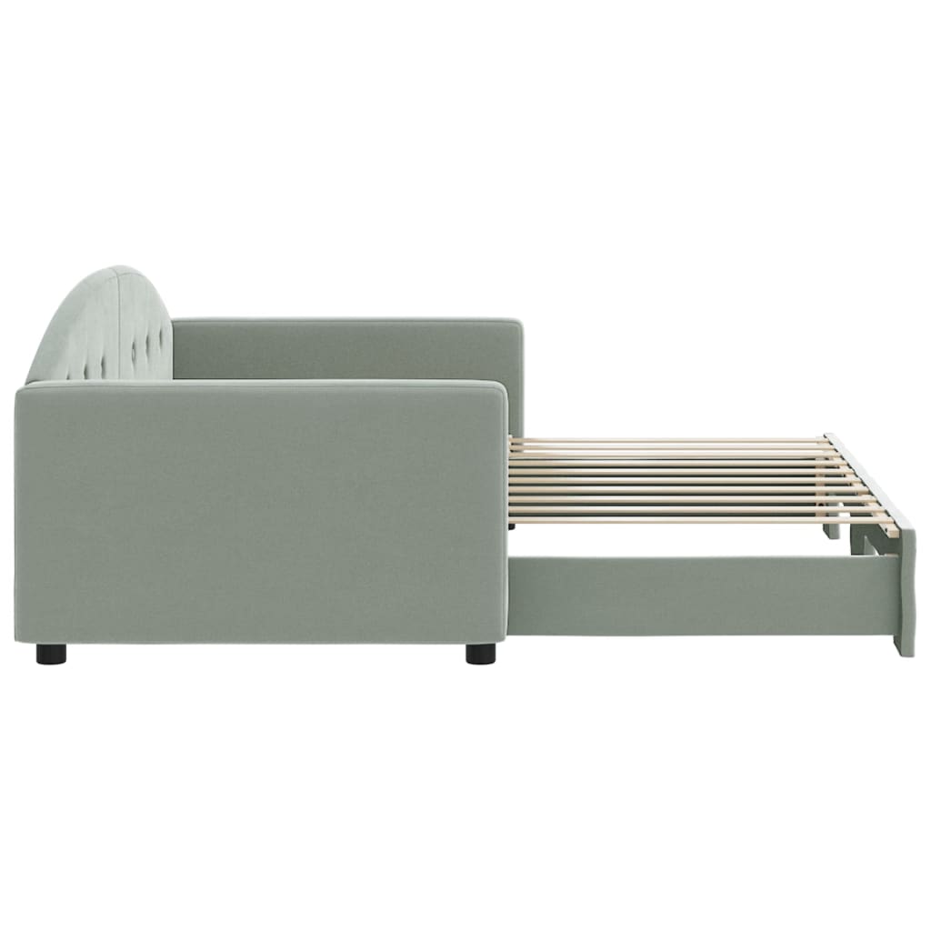 Sofá-cama com gavetão 90x190 cm veludo cinzento-claro