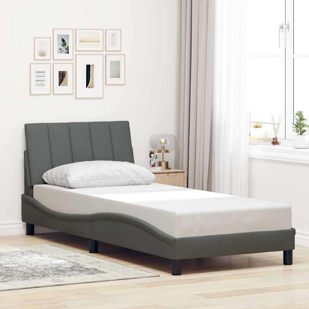 Estrutura de cama sem colchão hanko 80x200 cm tecido cinzento-escuro