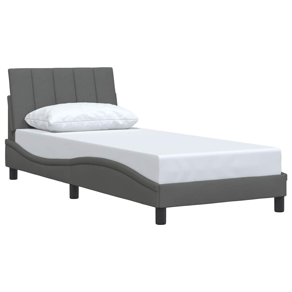 Estrutura de cama sem colchão hanko 80x200 cm tecido cinzento-escuro