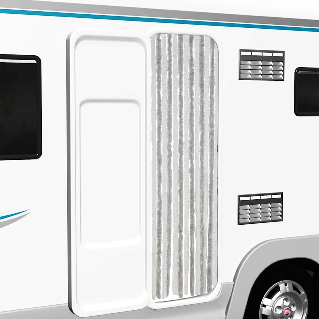 Cortina anti-insetos 56x185 cm chenille cinzento e branco
