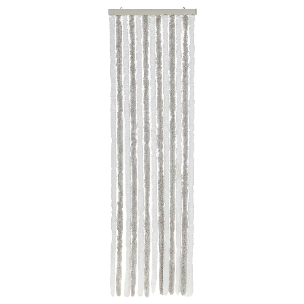 Cortina anti-insetos 56x185 cm chenille cinzento e branco