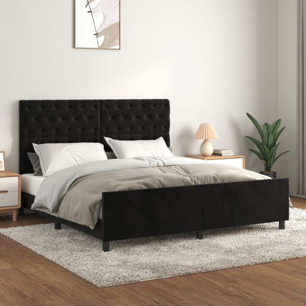 Estrutura de cama sem colchão 160x200 cm veludo preto