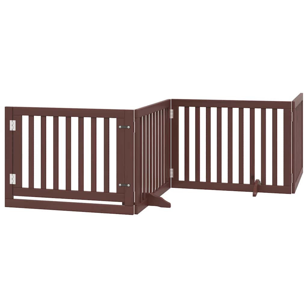 Portão p/ cães c/ porta dobrável 6 painéis 480cm álamo castanho