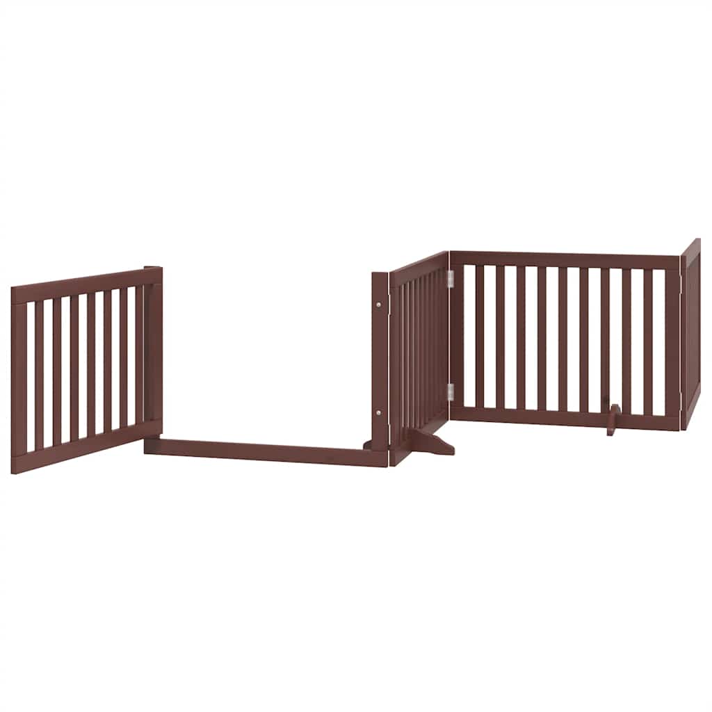 Portão p/ cães c/ porta dobrável 6 painéis 480cm álamo castanho