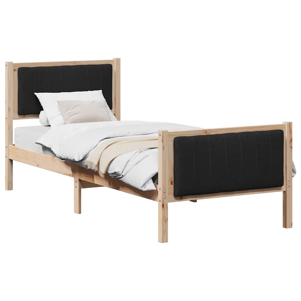 Estrutura da cama com cabeceira castanho e preto 75 x 190 cm