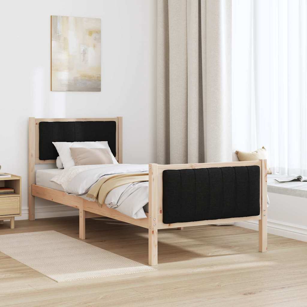 Estrutura da cama com cabeceira castanho e preto 75 x 190 cm