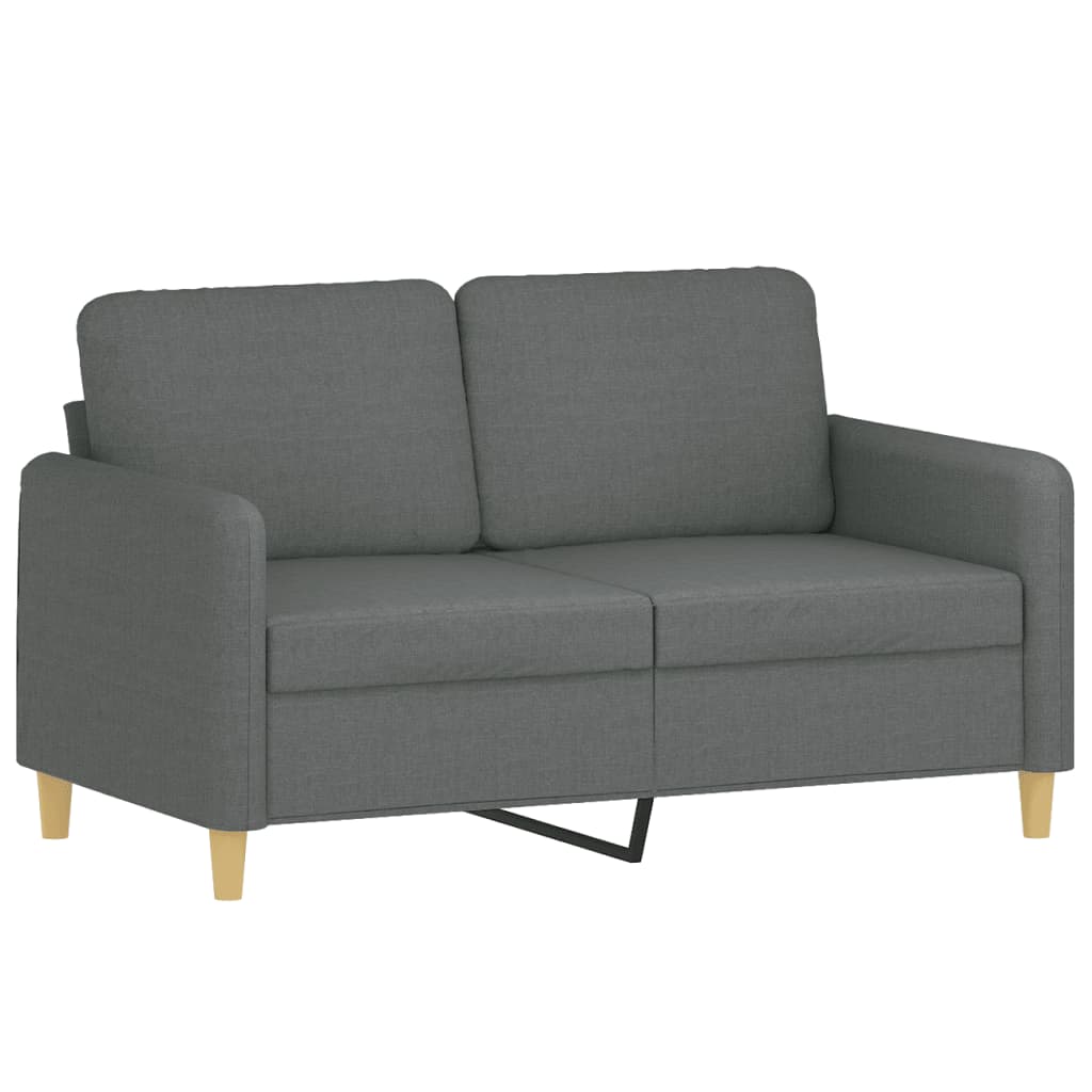 2 Pcs conjunto de sofás com almofadões tecido cinzento-escuro