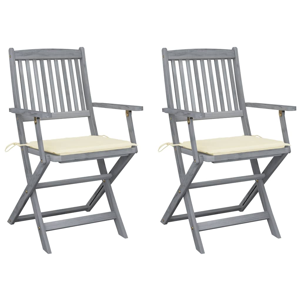 Cadeiras exterior dobráveis c/ almofadões 2 pcs acácia maciça