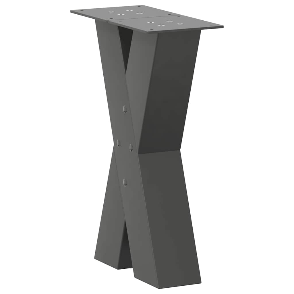 Pés para mesa de centro em formato de x, 2 peças, antracite, 38x(42-43) cm, aço