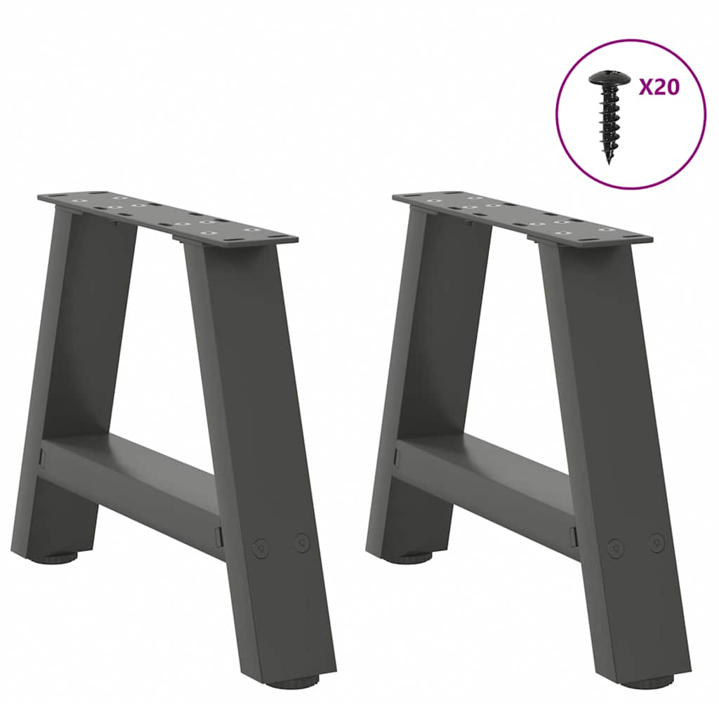 Pés para mesa de centro em formato a, 2 peças, antracite, 40x(30-31) cm, aço
