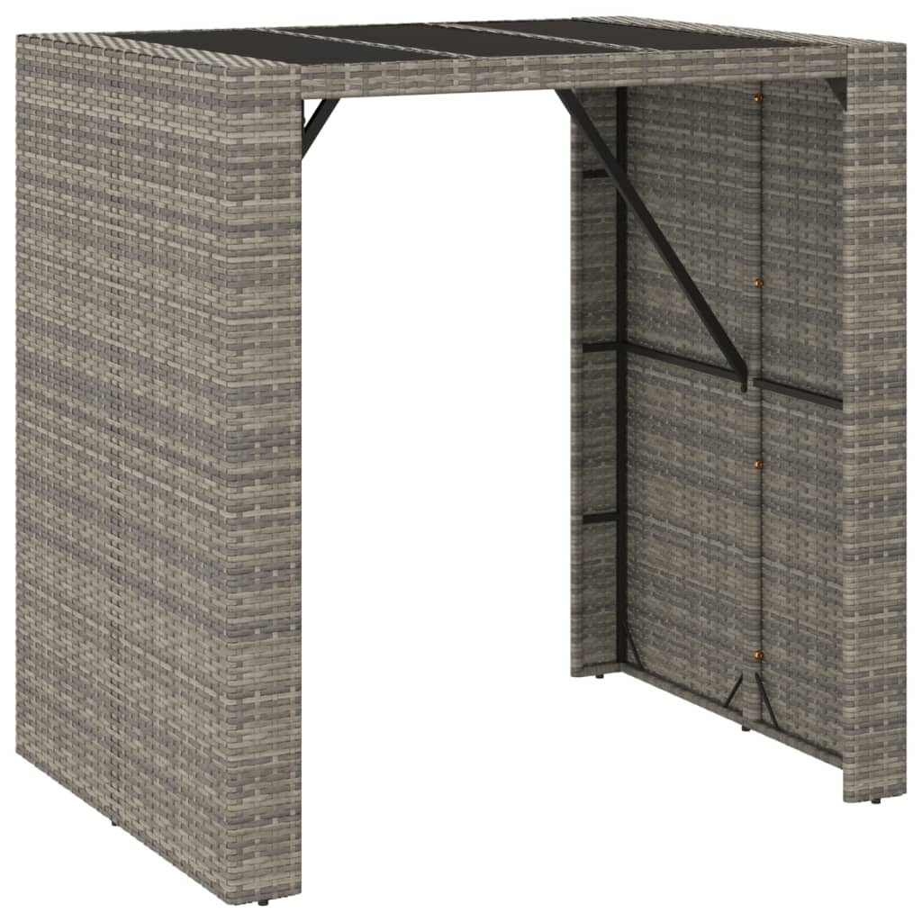 5 Pcs conjunto de bar p/ jardim c/ almofadões vime PE cinzento